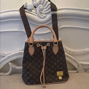 Monogram Brown Canvas Tote with Tan Leather Trim